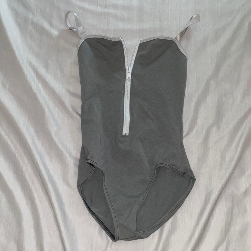 Size medium gray and white “jule” leotard